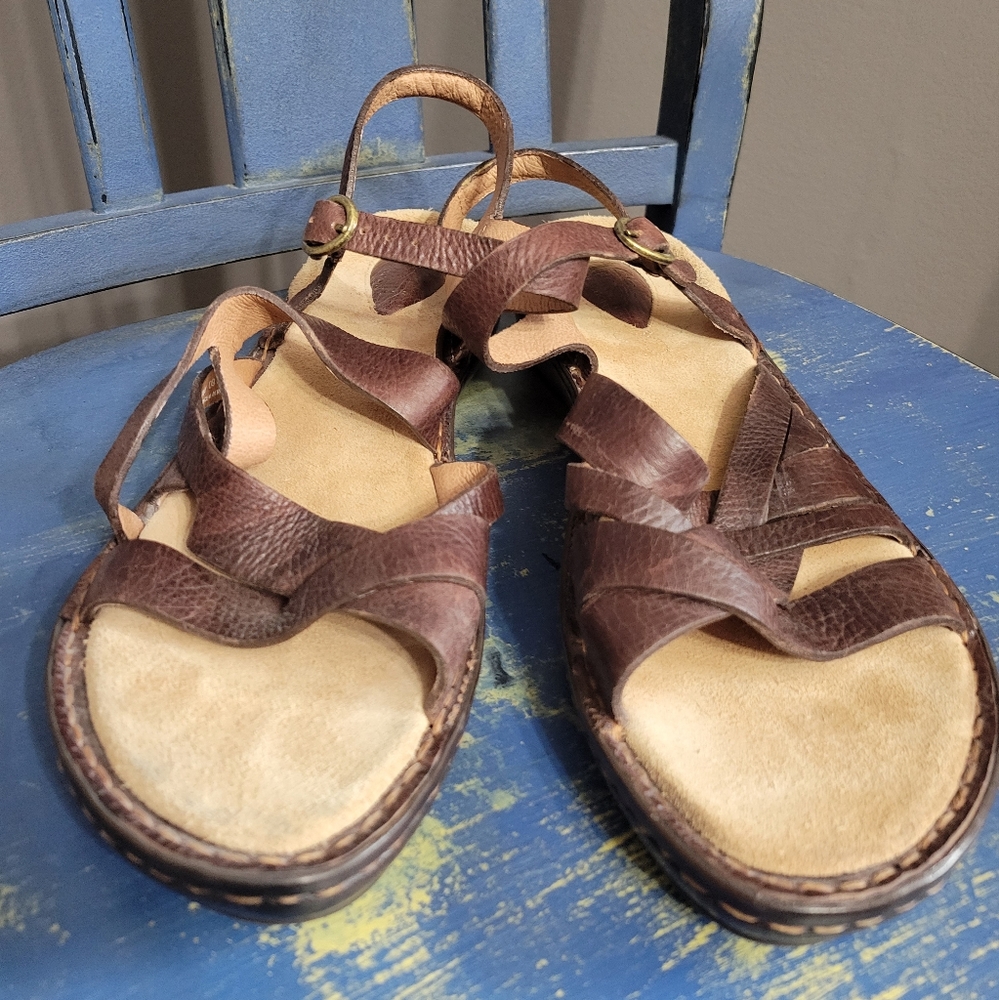 Clarks Artisan Collection Brown Strappy Slingback Sandals Leather Womens 9.5W